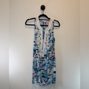 Lilly Pulitzer Pink and Aqua Sailboat Print Dress NWT